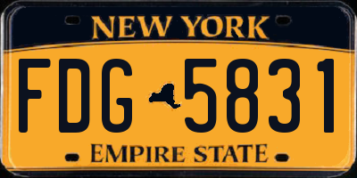 NY license plate FDG5831