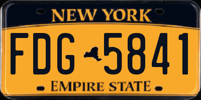 NY license plate FDG5841