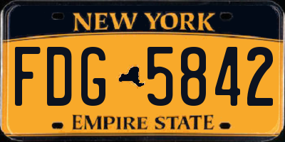 NY license plate FDG5842
