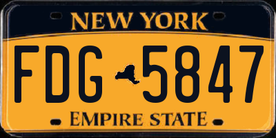 NY license plate FDG5847
