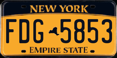 NY license plate FDG5853