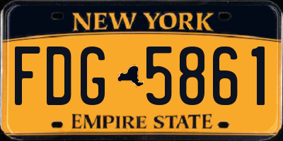 NY license plate FDG5861