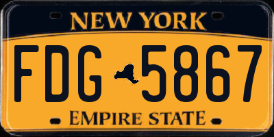 NY license plate FDG5867