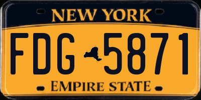 NY license plate FDG5871