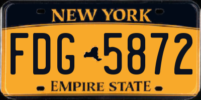 NY license plate FDG5872