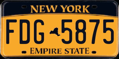 NY license plate FDG5875