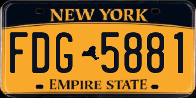 NY license plate FDG5881