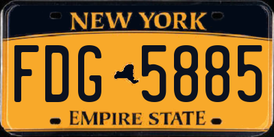 NY license plate FDG5885