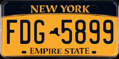 NY license plate FDG5899