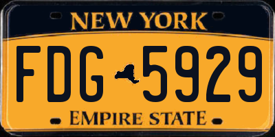 NY license plate FDG5929