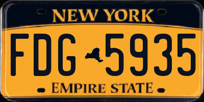 NY license plate FDG5935