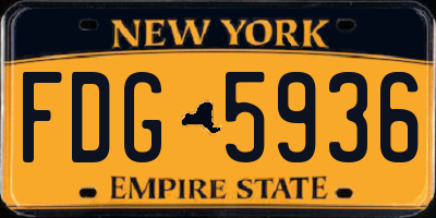 NY license plate FDG5936