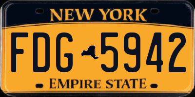 NY license plate FDG5942