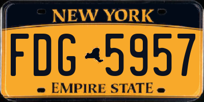 NY license plate FDG5957