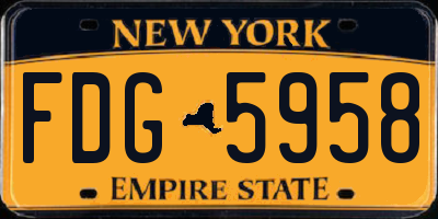NY license plate FDG5958