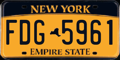 NY license plate FDG5961