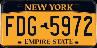 NY license plate FDG5972