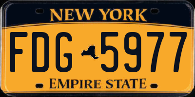 NY license plate FDG5977