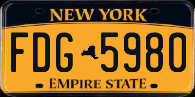 NY license plate FDG5980