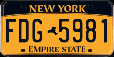 NY license plate FDG5981