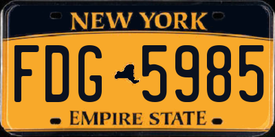 NY license plate FDG5985