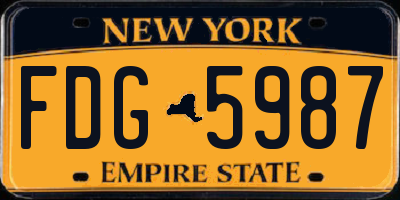 NY license plate FDG5987