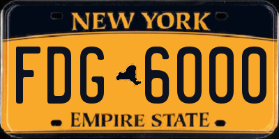 NY license plate FDG6000