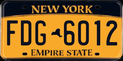 NY license plate FDG6012