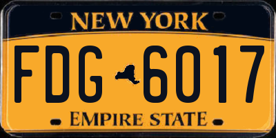 NY license plate FDG6017
