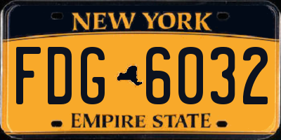 NY license plate FDG6032