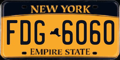 NY license plate FDG6060