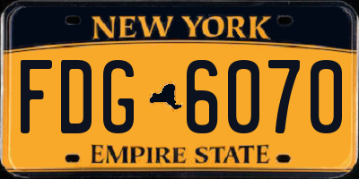 NY license plate FDG6070