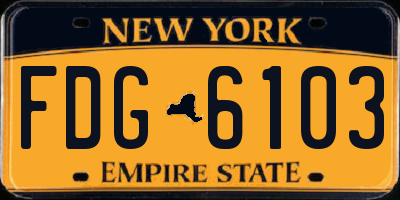 NY license plate FDG6103