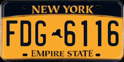 NY license plate FDG6116