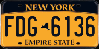 NY license plate FDG6136