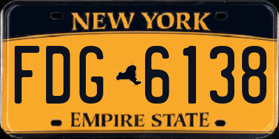 NY license plate FDG6138