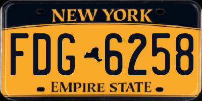 NY license plate FDG6258