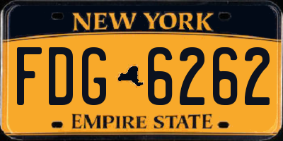 NY license plate FDG6262