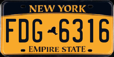 NY license plate FDG6316