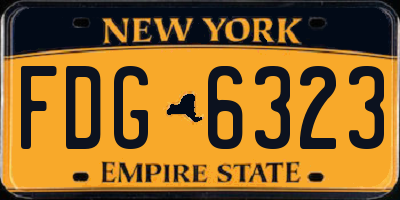 NY license plate FDG6323