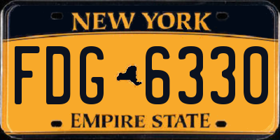 NY license plate FDG6330