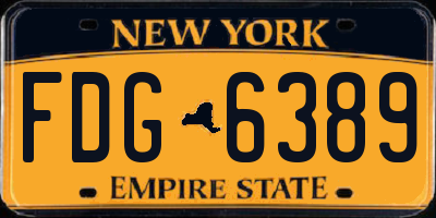 NY license plate FDG6389