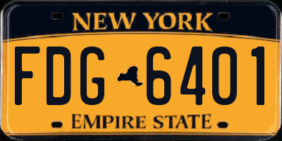 NY license plate FDG6401