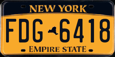 NY license plate FDG6418