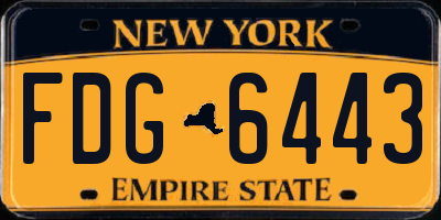 NY license plate FDG6443