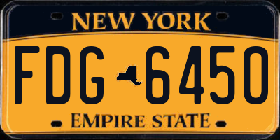 NY license plate FDG6450
