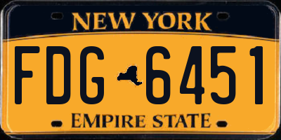 NY license plate FDG6451