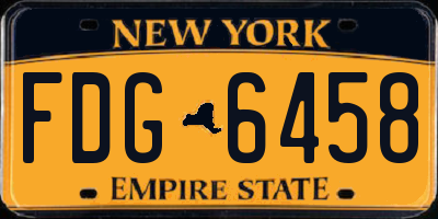 NY license plate FDG6458