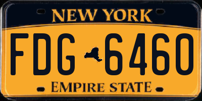 NY license plate FDG6460