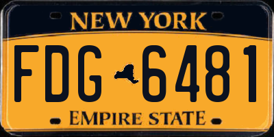 NY license plate FDG6481